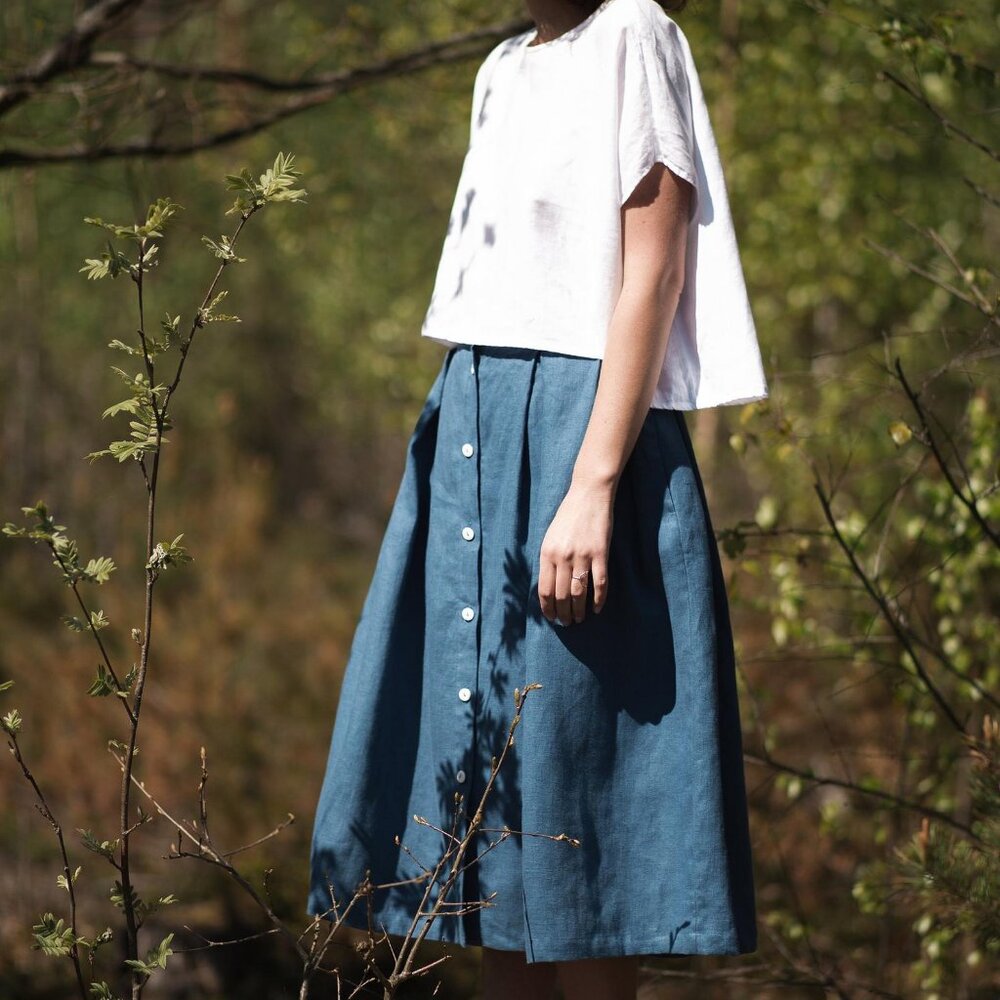 OffOn Full Pleated Linen Skirt size M
